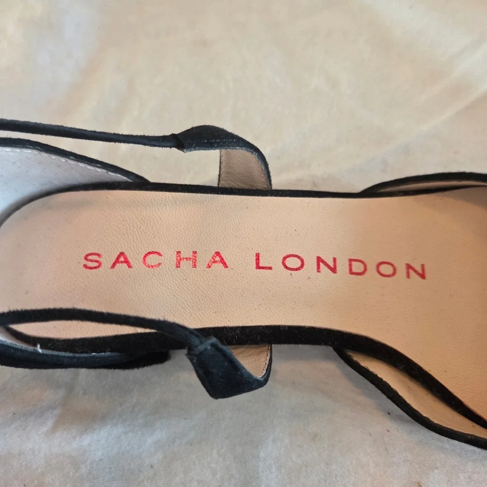 Sacha London Black Suede Lace Up Tassel Ballet Flats Size 6.5